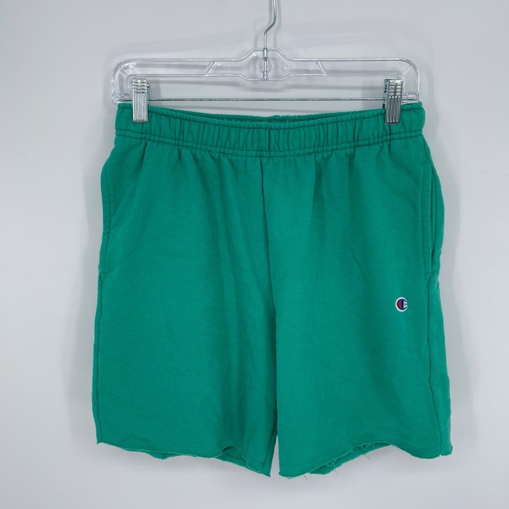 Champion Women's Green Fleece Raw Hem Sweat Shorts Size Small
